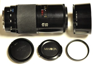 Minolta Maxxum Sony Alpha mount 70-210mm f4 AF zoom lens w/filter, hood & caps. - Picture 1 of 7