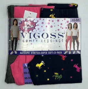 Girls Size XS(5/6) Vigoss 3-Pack Leggings Awesome Stretch Super Soft Unicorns - Picture 1 of 4