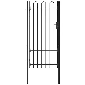 Tidyard Garden Gate with Arched Door Steel Fence Gate Black for Patio, D5W5 - Picture 1 of 5