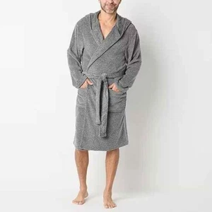 St. John's Bay Men's Long Sleeve Long Length Robe X-Large/XXL Heather Grey New - Picture 1 of 3