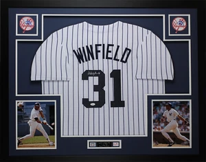 Dave Winfield Autographed and Framed Yankees White Pinstriped Jersey JSA COA - Picture 1 of 5