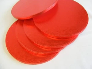 8 inch ROUND RED coloured cake drum / board and standard cake box set - Picture 1 of 2