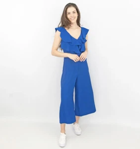 Womens Coast Jumpsuit Jojo Ruffle Blue Party Holiday Wedding, Size 12 S - Picture 1 of 7