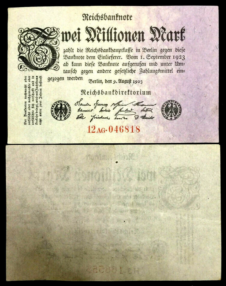Authentic Historical Germany 2000,000 Mark 1923 Banknote - 100 Years Old - Image 1 of 1