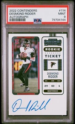 2022 Panini Contenders #114 Desmond Ridder RC Auto Autograph Rookie Ticket PSA 9 - Image 1 of 2