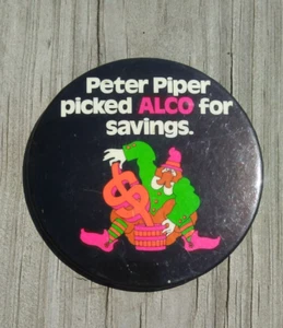 Pulsante Spilla Pubblicitaria Vintage Peter Piper Selezionato Alco Per Risparmio - Foto 1 di 4