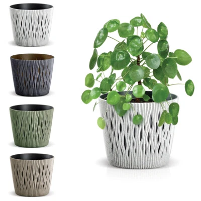 Blumentopf Sandy round ECO Serie Kunststoff / Holz Pflanzkübel Einsatz 4 Farben - Bild 1 von 4