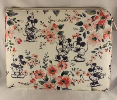 DISNEY CATH KIDSTON MICKEY & MINNIE MOUSE SKETCH FLORAL LAPTOP SLIP CASE BAG EUC - Image 1 of 4