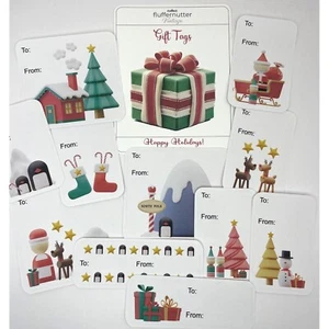 Retro Gift Tag Stickers, Retro Style Santa Village Christmas Gift To and From St - Picture 1 of 14