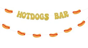 Glitter HotDogs Bar Banner Party Decorations 5Inch Gold HotDogs Sign Party De... - Picture 1 of 4