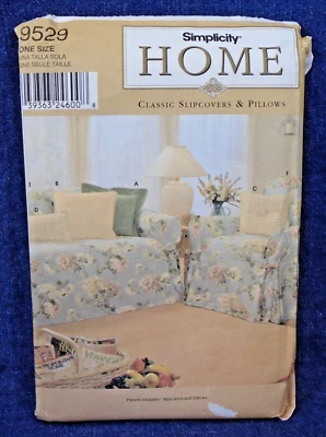 Vintage Simplicity Home Pattern 9529 Classic Sofa Chair Slipcovers & Pillows OS - Image 1 of 2