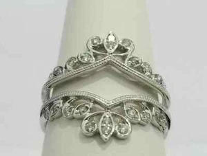 Natural Moissanite 2.00 Ct Round Cut Enhancer Ring 14k White Gold Plated Silver - Picture 1 of 5