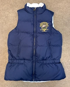 Polo Ralph Lauren Puffer Vest Girls L (12/14) Equestrian Reversible Navy Gilet - Picture 1 of 7