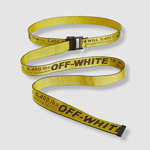 $282 OFF-WHITE Men Yellow Black Industrial Logo Buckle Woven Belt One Size