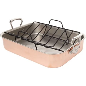 NIB Mauviel M'150S Roasting Pan w Rack Cast Stainless Steel Handles 15.7 x 11.8" - Picture 1 of 1
