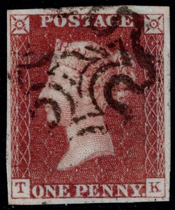 1841 1d Red Black Pl 8 TK 4m Light Black Maltese Cross Very Fine Cat. £240.00 - Bild 1 von 1