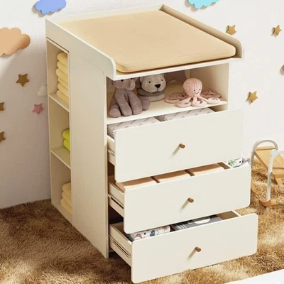 Детский пеленальный столик, детский комод со съемным подносом для подгузников и решетчатыми шкафами - Изображение 1 из 4