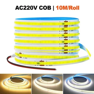 220V-240V High Density COB LED Strip Lights Flexible Rope Tape Waterproof Light - Picture 1 of 15