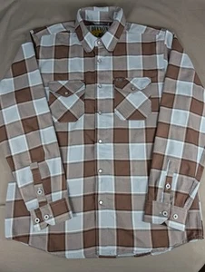 Dixxon T Street Shirt Mens Large Blue Brown Flannel Long Sleeve - Picture 1 of 8