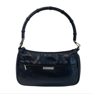 GUCCI Black Bamboo Leather Shoulder Bag - Picture 1 of 15