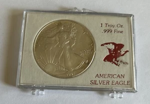 1991 American Silver Eagle 1 Troy Oz .999 Silver In A Snap Plastic Case - Picture 1 of 2