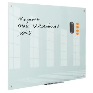 Magnetic Glass Dry Erase Board - White Board 48 x 36 Inches Wall Mounted Glas... - Picture 1 of 6