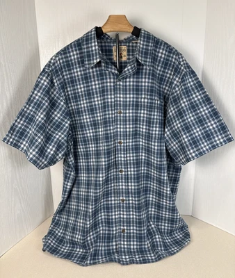 RedHead Short Sleeve Button Up Blue Plaid Seersucker Pocket Shirt Mens XL - Image 1 of 4