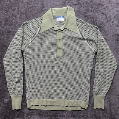 Vintage Puritan Ban Lon Shirt Mens Medium Green Abstract Disco Knit 60s 70s - Image 1 of 4