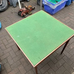 Vintage Folding Card Games Table Green Baize Poker - Picture 1 of 10