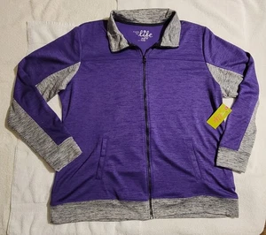 Made For Life Women's Lightweight Jacket Purple w/ Gray Marl Trim Colorblock XL - Picture 1 of 9