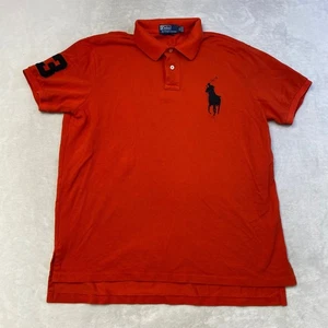 Polo Ralph Lauren Custom Fit Red - Orange Polo Shirt Big Pony Number 3 - Picture 1 of 6