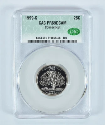 1999-S Washington State Quarter Connecticut PR69 DCAM CAC CACg *0875 - Image 1 of 4
