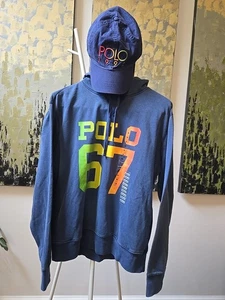 Lot 2 New Polo Ralph Lauren 67 Hoodie + 1992 Polo Hat Cap Script Sun Dried - Picture 1 of 11