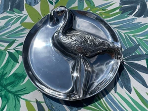 Mariposa flamingo Round divided serving tray, solid aluminum - Picture 1 of 13