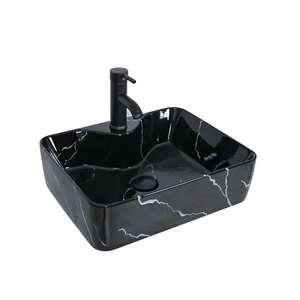 ELECWISH Bathroom Ceramic Vessel Sink Rectangle Basin Bowl w/ Faucet Drain Combo - Picture 1 of 30