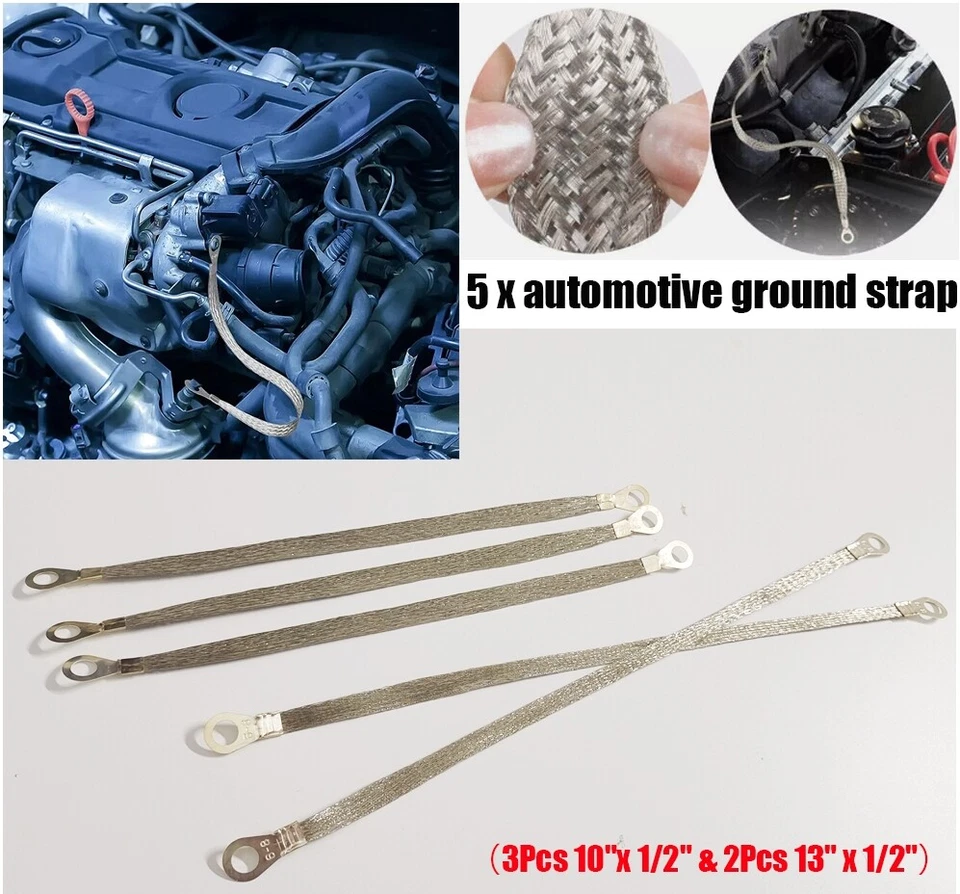 Комплект тросов заземляющий ремень для кузова двигателя брандмауэра легкового автомобиля грузовика луженая медь 5 шт. - Изображение 1 из 4
