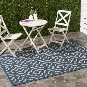 SAFAVIEH Indoor Outdoor CY6926-268 Courtyard Navy / Beige Rug - Picture 1 of 24