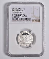 PF70 UCAM 2017-S Silver Effigy Mounds Quarter Limited Edition NGC