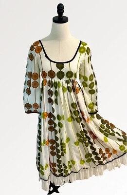 Vintage 60s Mod Geometric Dress RARE Designer Mid Century Petticoat Empire - Image 1 of 4