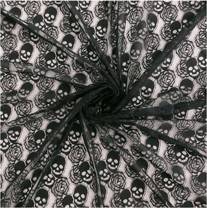 60 * 36 Inches Lace Fabric, 1 Yard Black Skull Pettern Lace Fabric, 1 Yd Non-Str - Picture 1 of 12
