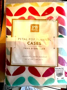 NWTPottery Barn Teen Petal Pop Flannel Bed Standard Pillowcases SET of 2 Shams - Picture 1 of 3