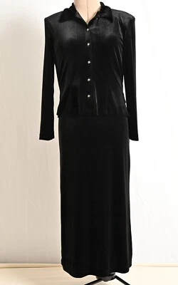 Karin Stevens 2-шт черный бак платье и кнопка спереди длинным рукавом куртка ~ размер 10 - Изображение 1 из 4