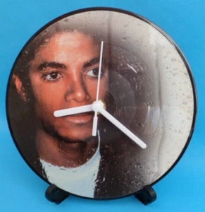 MICHAEL JACKSON CLOCK Upcycled Vinyl Record Picture Disc 7" Wall Desk CLOCK - Picture 1 of 8