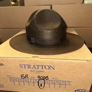 NEW Stratton Sheriff Style Straw Hat 40DB Double Brim Oval BROWN *Multiple Sizes - Picture 1 of 8