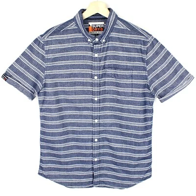 Superdry Regular Fit Camisa Hombre Grande Manga Corta con Botones Rayas - Imagen 1 de 4