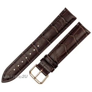 Brown Alligator Grain Leather Strap Wristwatch WatchBand Rose Gold Pin Buckle - Picture 1 of 4