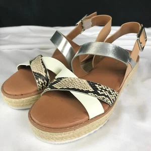 Nine West sandali donna Calico espadrillas comodi beige/serpente taglia 5 1/2 M - Foto 1 di 19