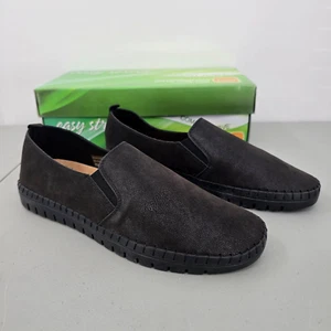 Easy Street Fresh Womens Size 9.5 Black Matte Flat Slip On Walking Sneaker Shoes - Picture 1 of 13