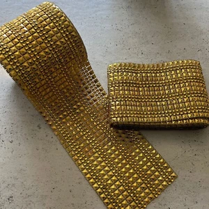 Deko Gold & Silber Quadrate Diamanté Borte zum Nähen Basteln Karneval - Bild 1 von 3
