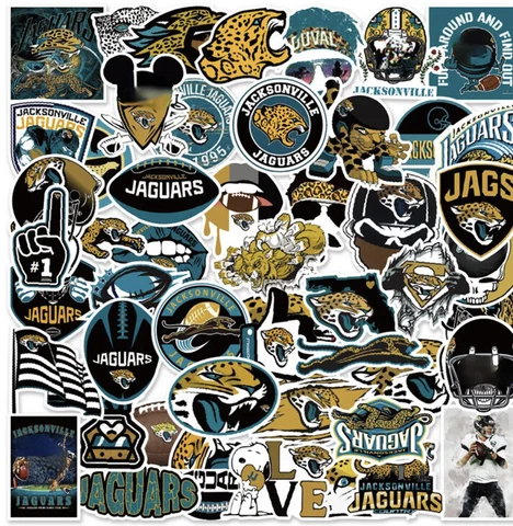 50pcs Jacksonville Jaguars Stickers Suitcase Water Bottle Laptop Waterproof Cover